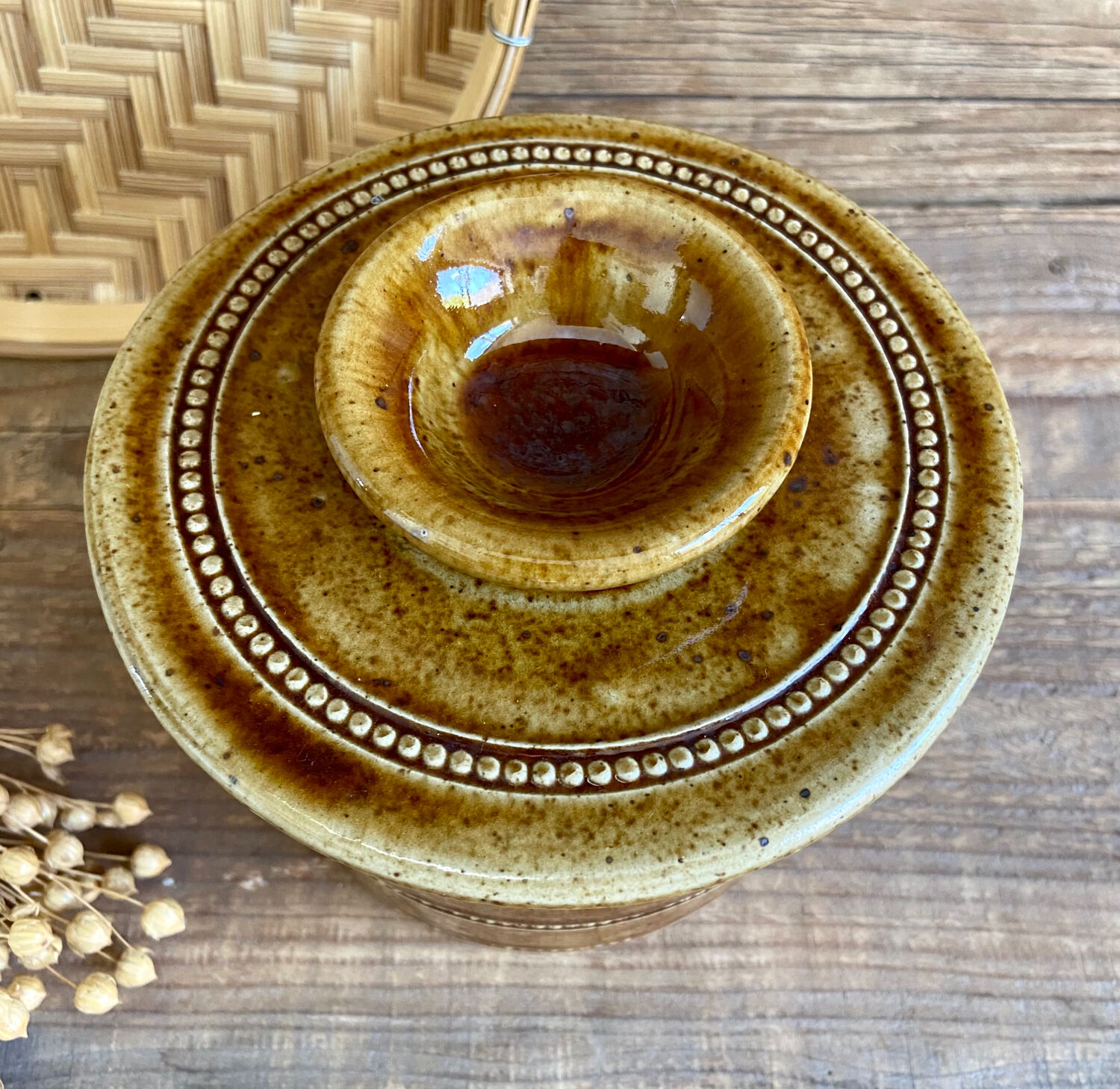 Beurrier à Eau Poterie Du Berry N°1 – Grès Céramique, Couleur Marron – Vintage