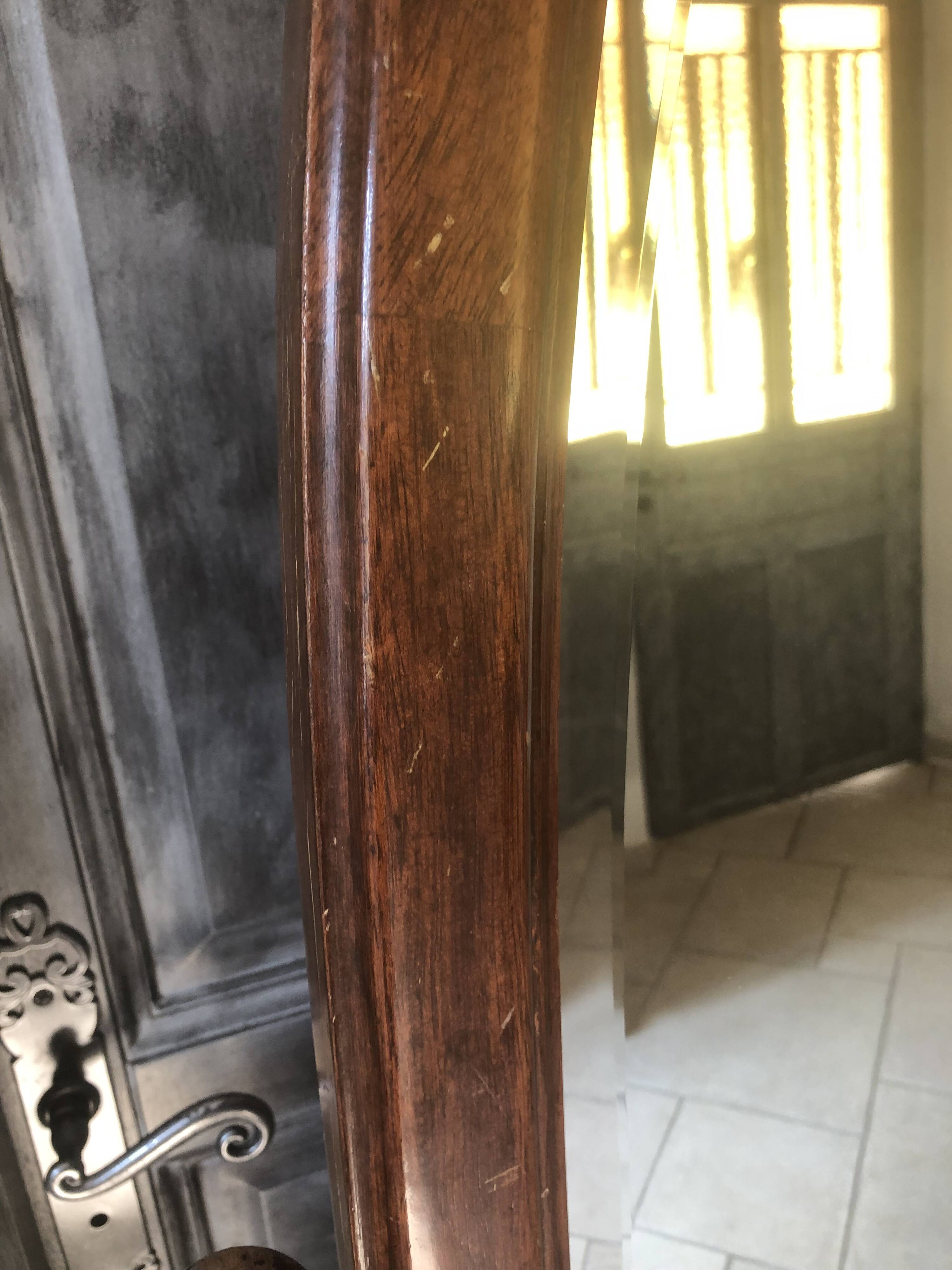 Swivel wooden mirror on stand