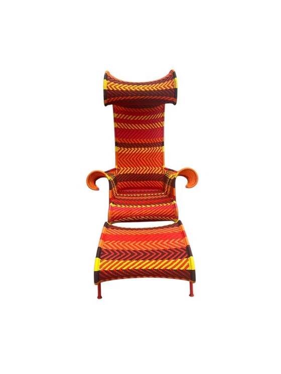 Moroso Shadowy lounge chair with footstool designed by Tord Boontje