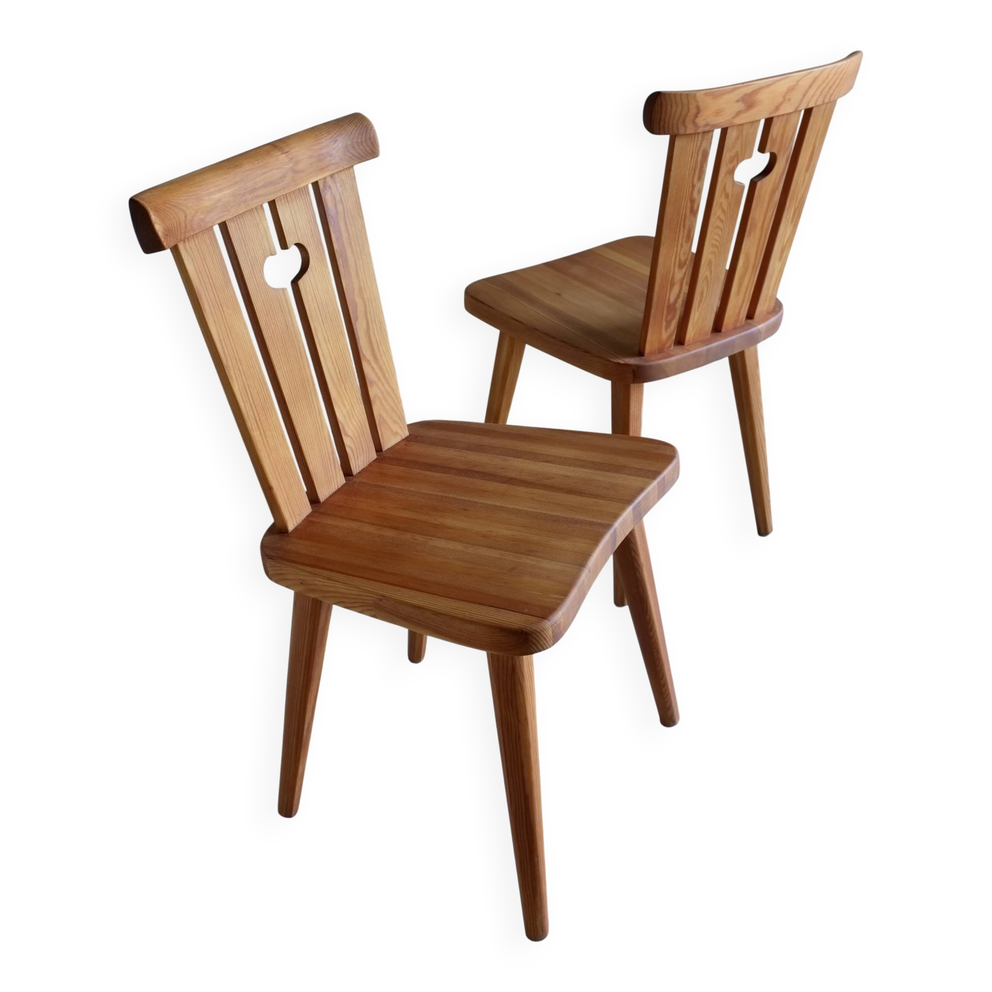 4 rustic pine chairs by Goran Malmvall | Sweden | 1940s
