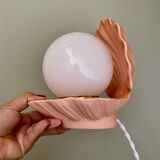 Vintage pink ceramic shell lamp