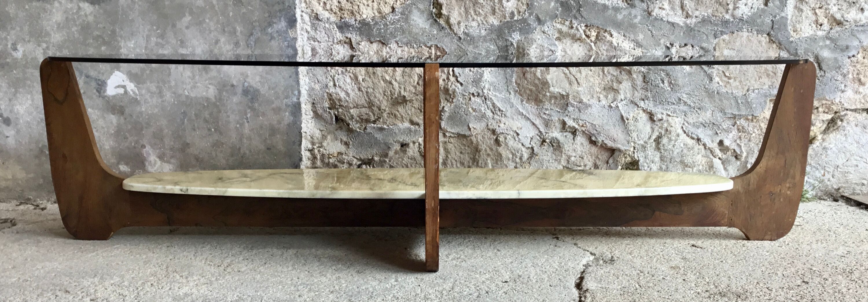 Large oval coffee table by Hugues Poignant - 1960