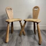 Pair of solid wood farmhouse stools