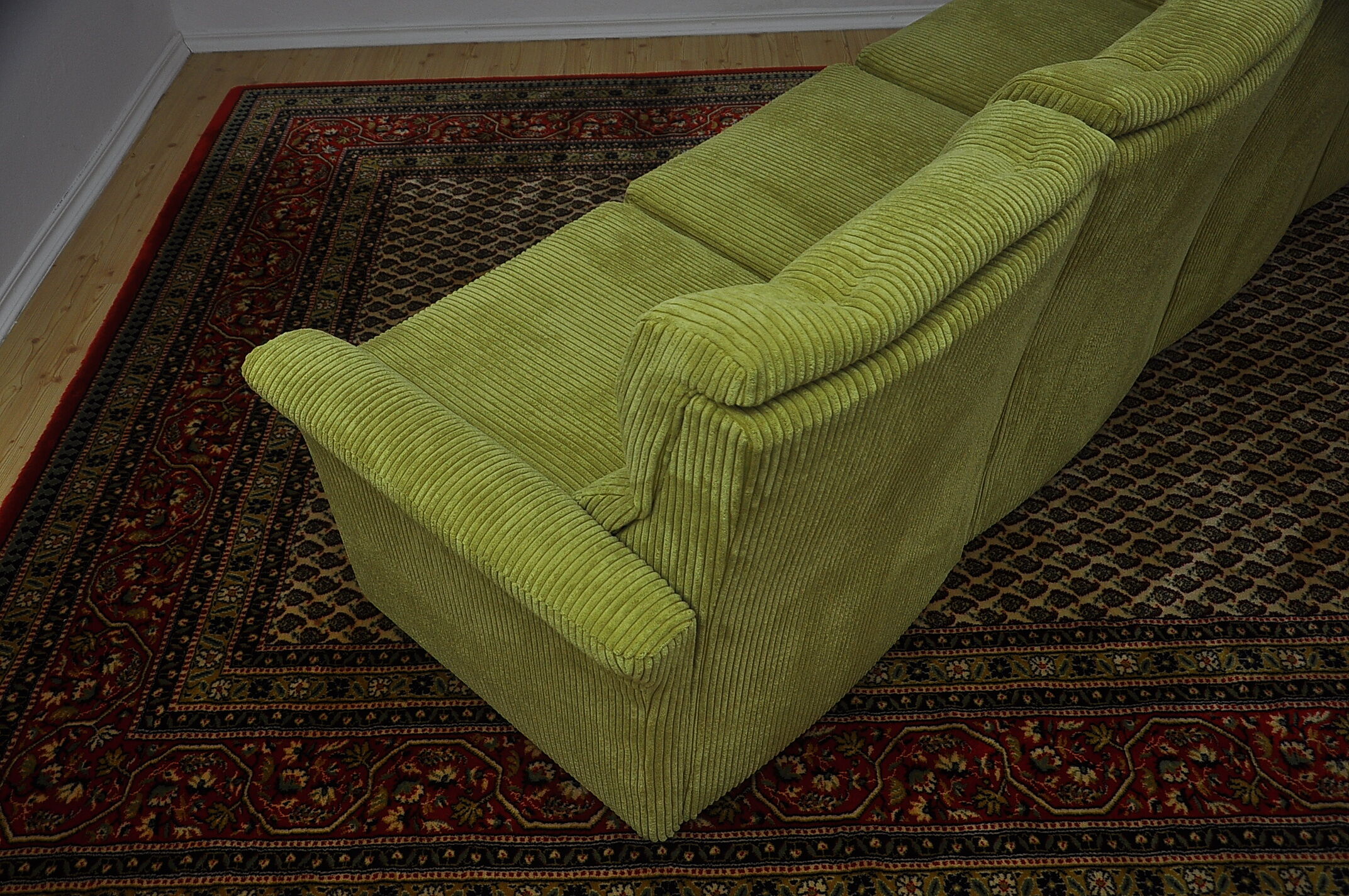 Green corduroy modular sofa, 1970s