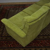 Green corduroy modular sofa, 1970s