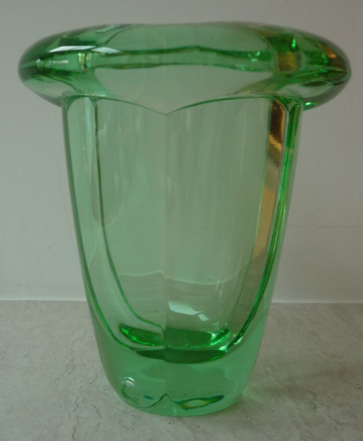 Green crystal vase from the 50s