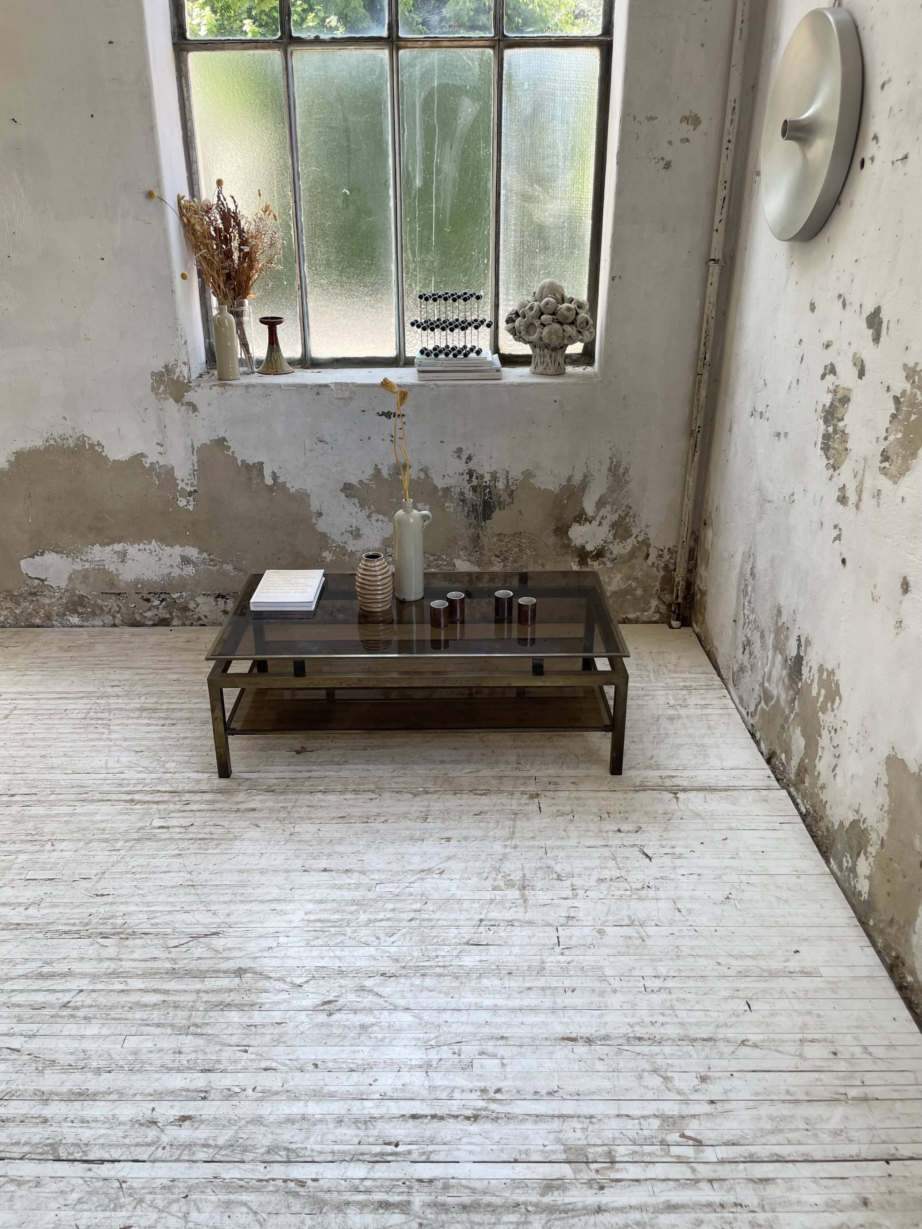 Brass coffee table attributed to Guy Lefevre for Maison Jansen