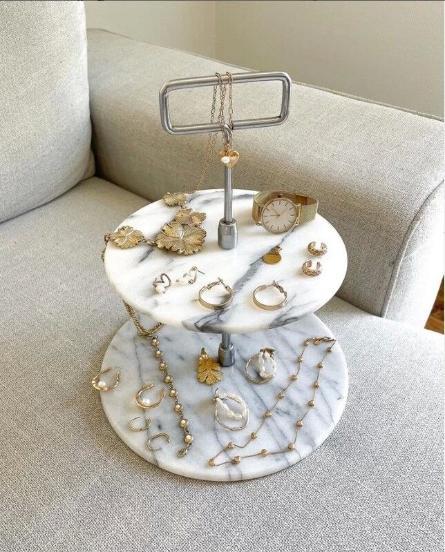 Old service tray 2 floors marble