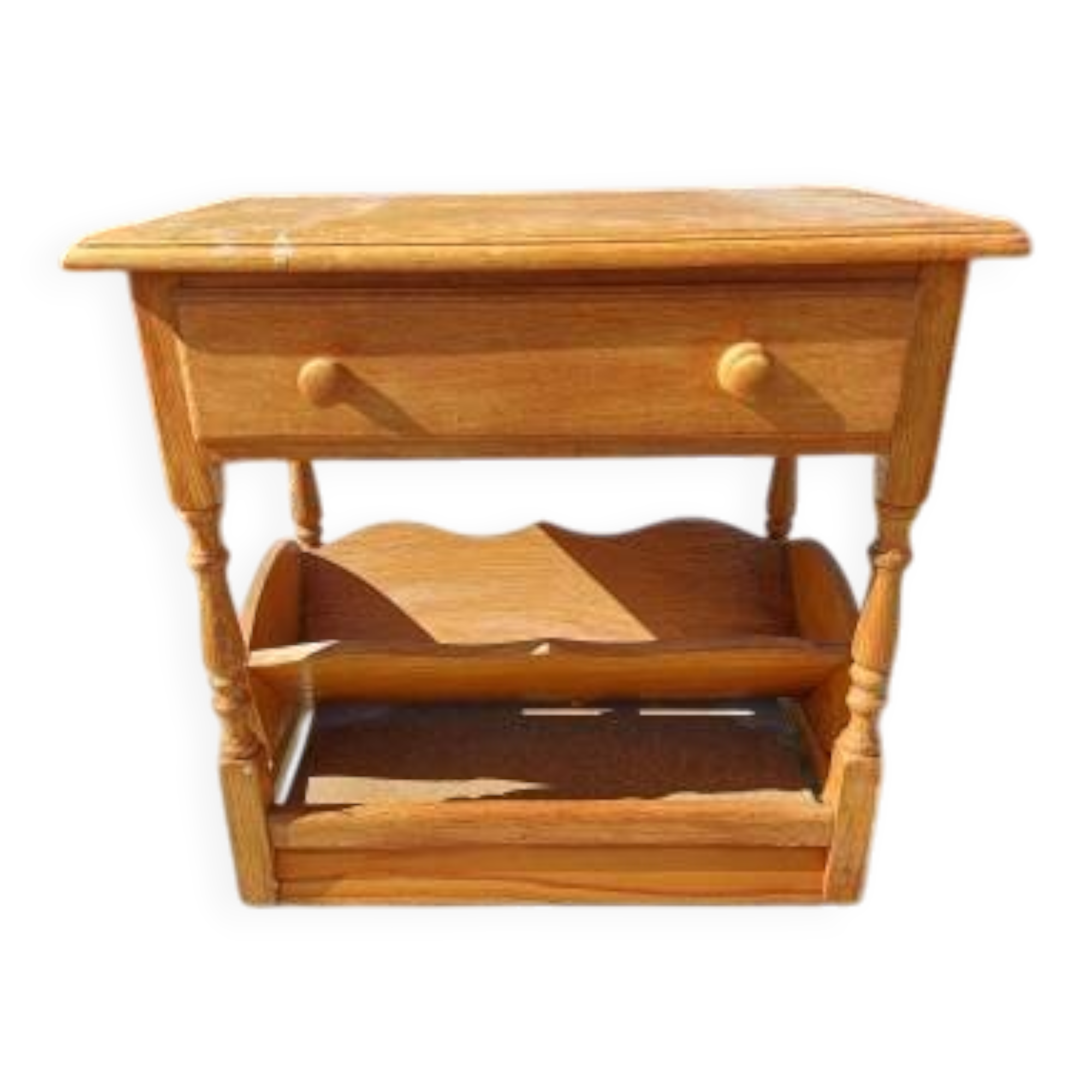 Bedside table, oak magazine rack