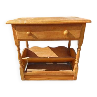 Bedside table, oak magazine rack