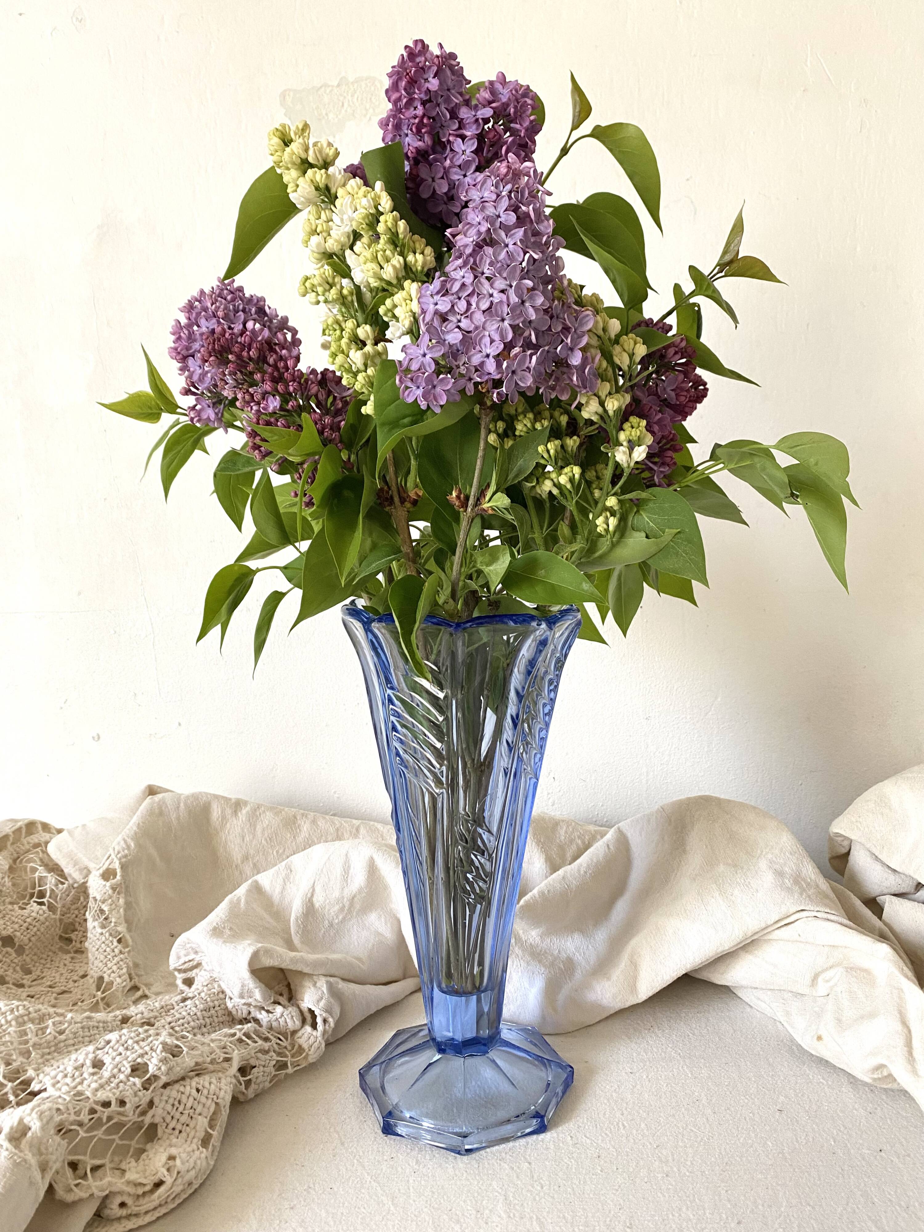 Antique blue cornet vase 27 cm