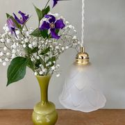 Suspension tulipe vintage en verre dépoli
