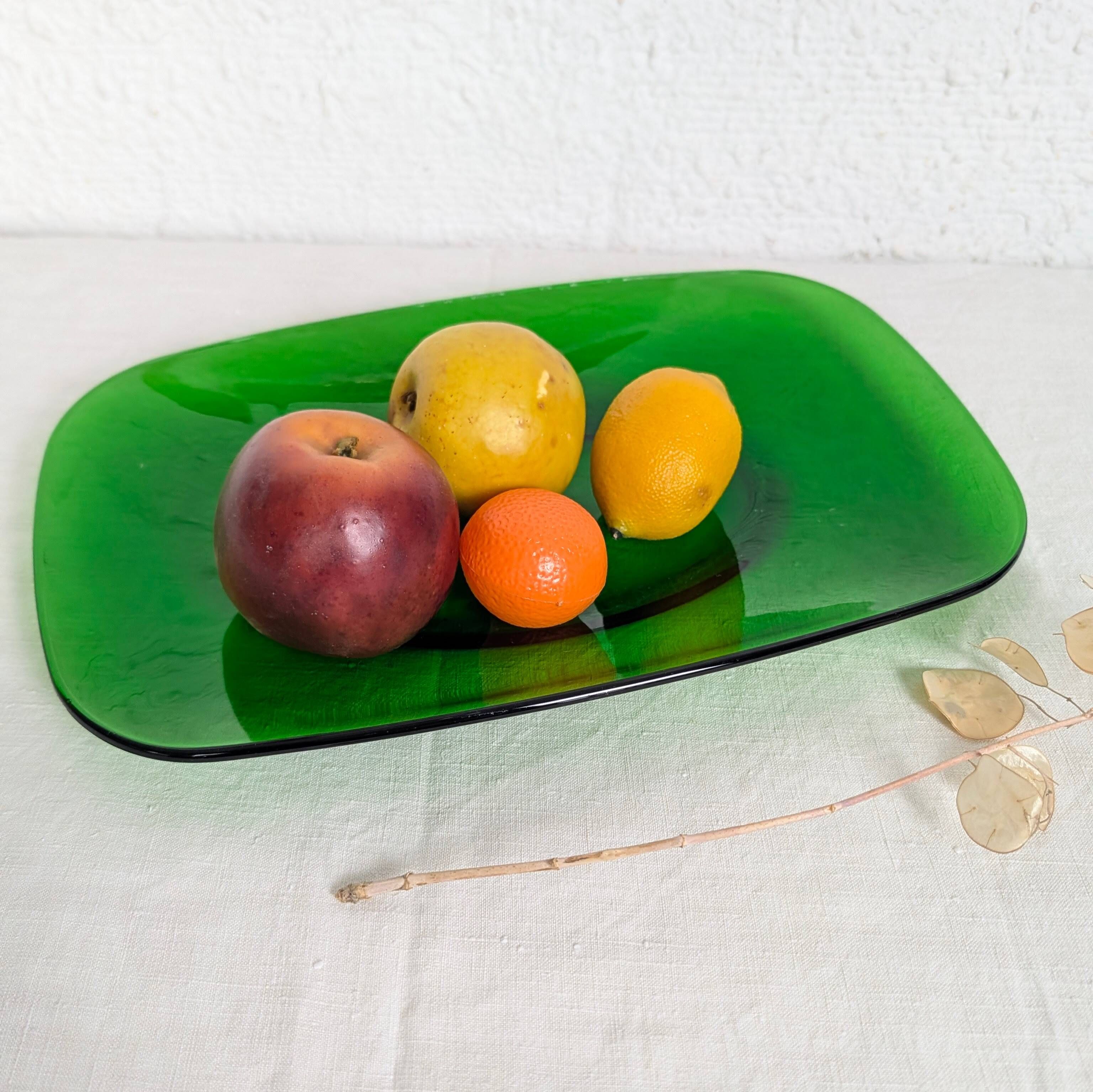 Plat rectangulaire en verre trempé Vereco vintage