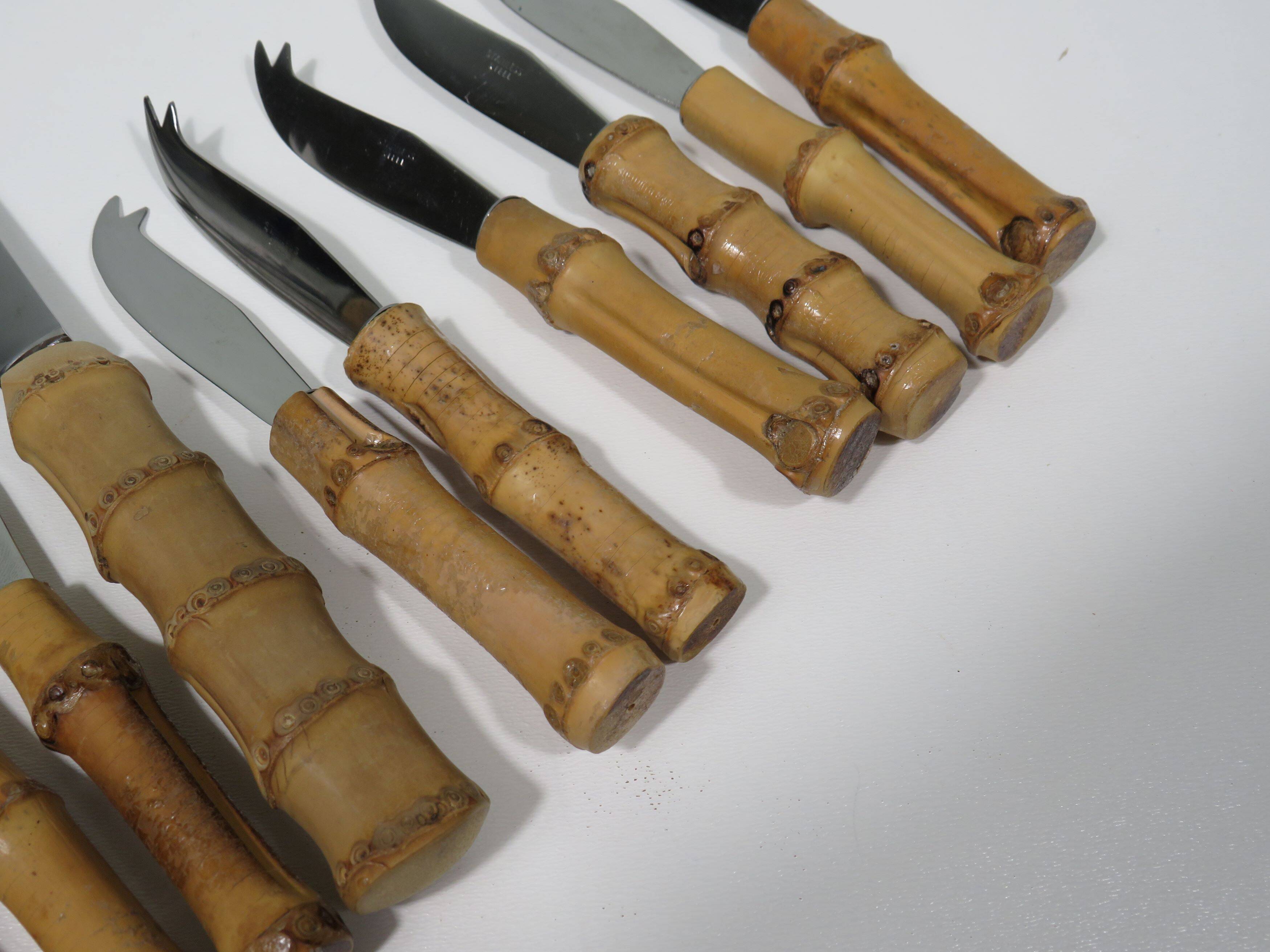 Vintage cheese cutlery, bamboo