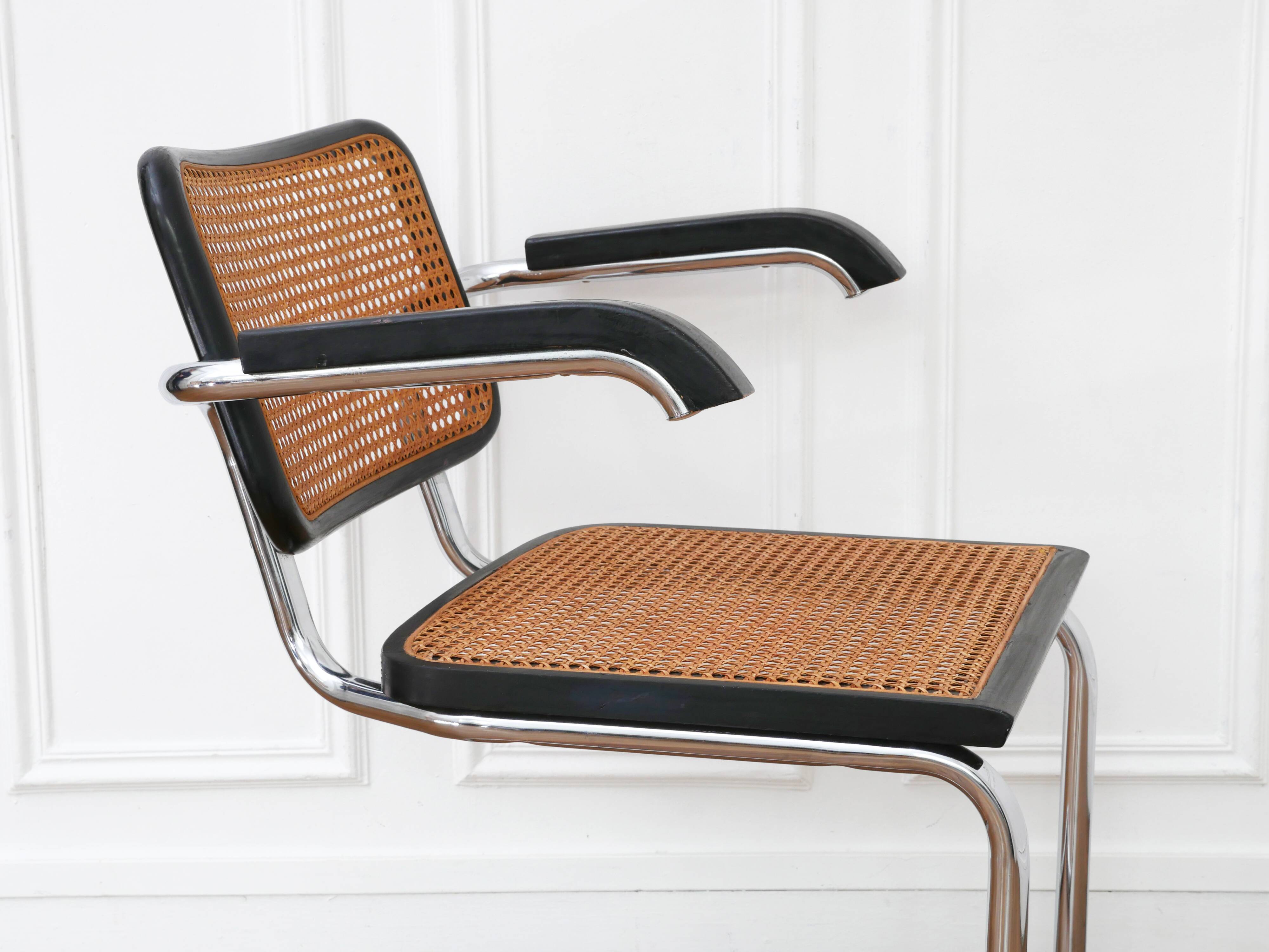 Fauteuil Cesca B64 Breuer Made in Italy - Cannage de l'assise refait