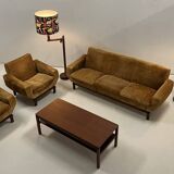 Living room set in amber velvet