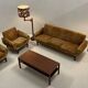 Living room set in amber velvet