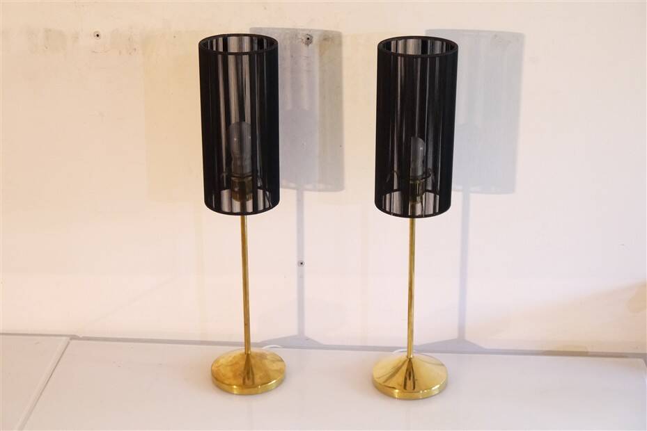 Pair of Swedish brass lamps from 1970.