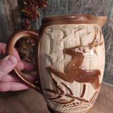French vintage pitcher of St Clément, with a deer
