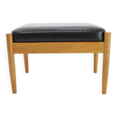 Tabouret en cuir de hêtre des années 1960, Danemark