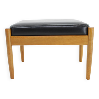 Tabouret en cuir de hêtre des années 1960, Danemark