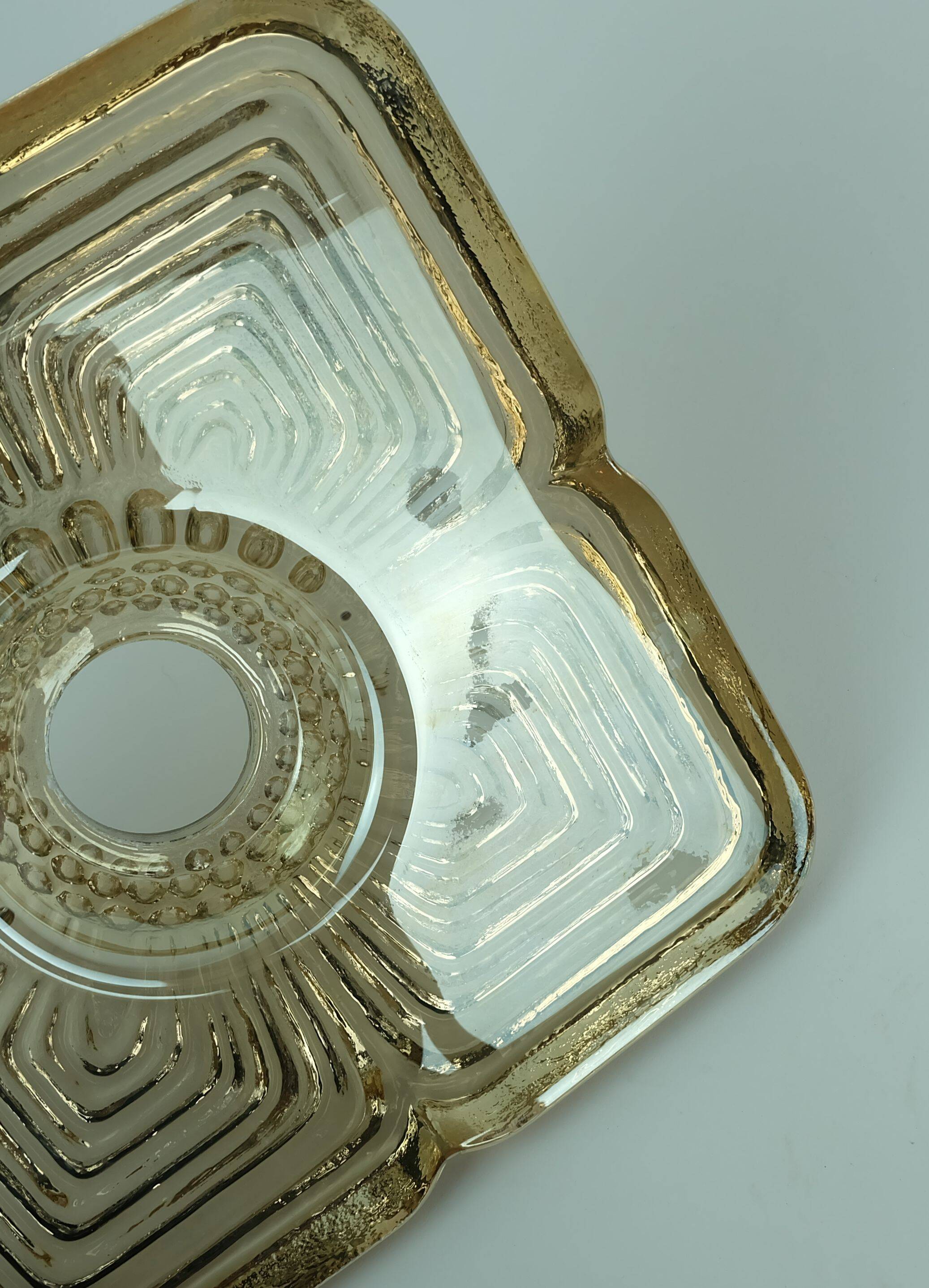 Applique murale lourde en verre glacé du milieu du siècle des années 1960-70