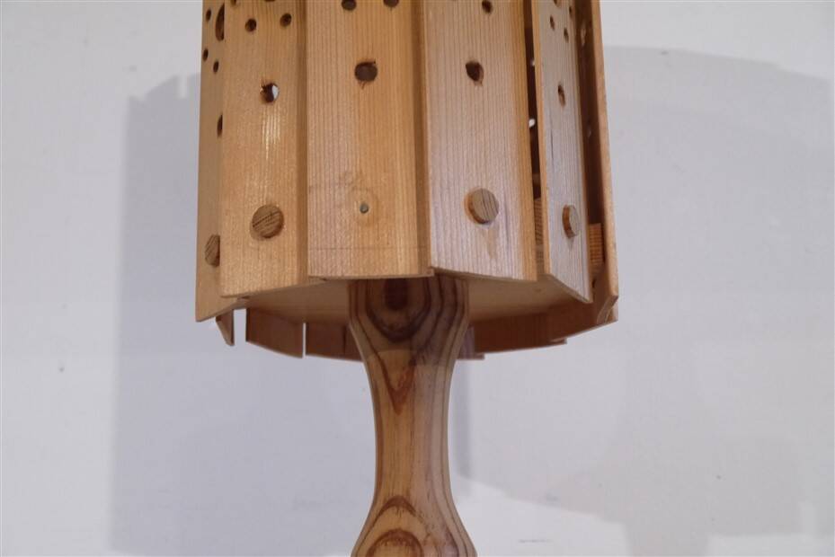 Vintage Scandinavian wooden lamp 1970