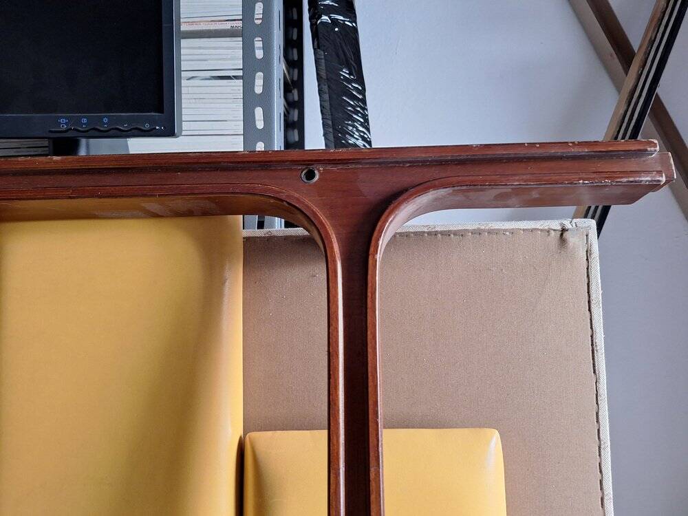 Double Bed in Wood and Green Fabric by Gianfranco Frattini for Bernini, 1960s