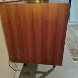 X-Large teak sideboard with tambour doors, Omer lefevre 1960s Belgium