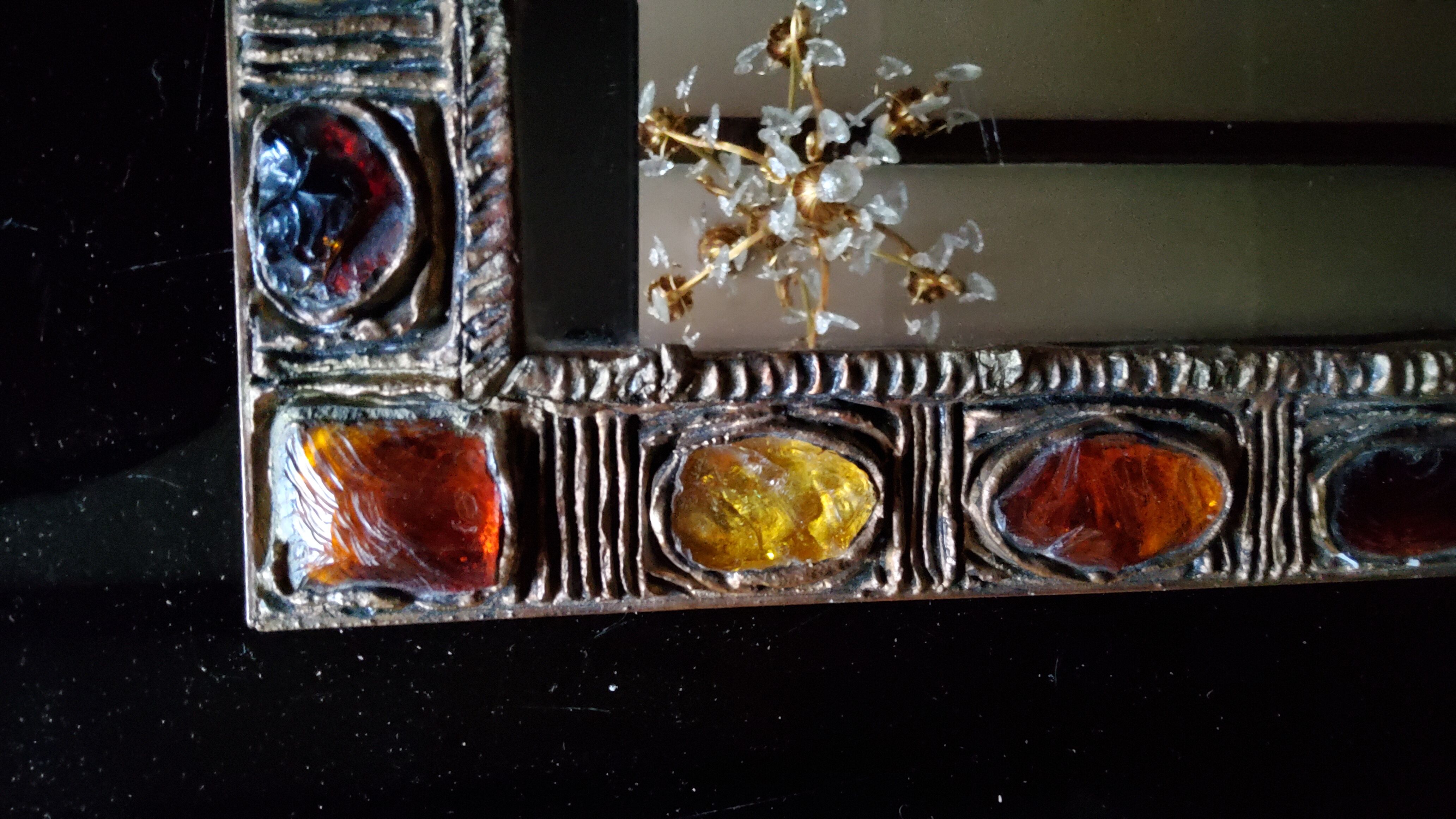 Mirror of the 70s resin talosel and glass - 37x30cm