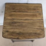 Old workshop stool in wood + wrought iron