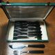 13-piece set, dessert forks and knife, stainless steel and ebony cheese.