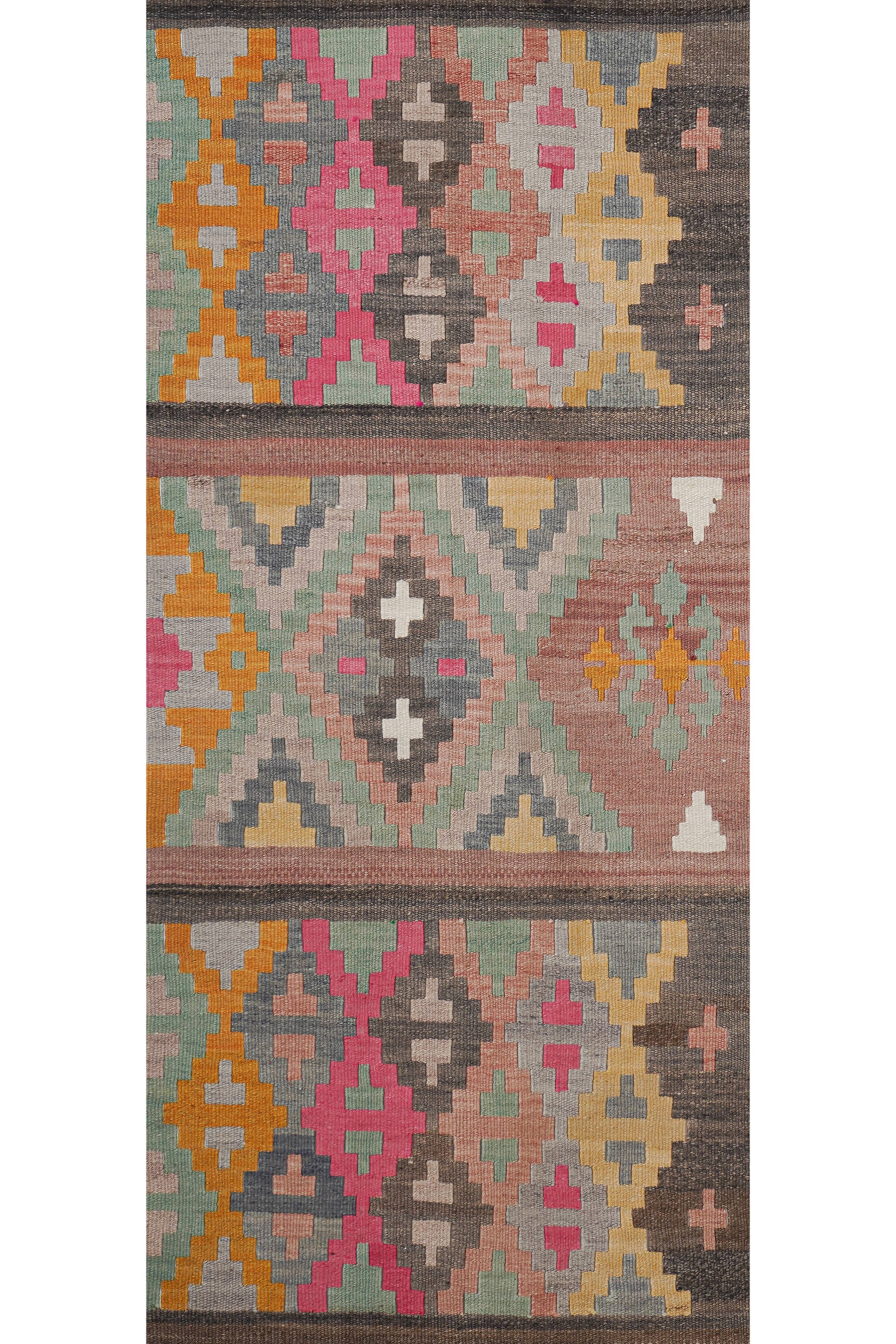 Vintage Turkish Oushak Handwoven Rug 72x384 cm