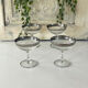 Etched silver rim cocktail coupe glasses set mid century barware