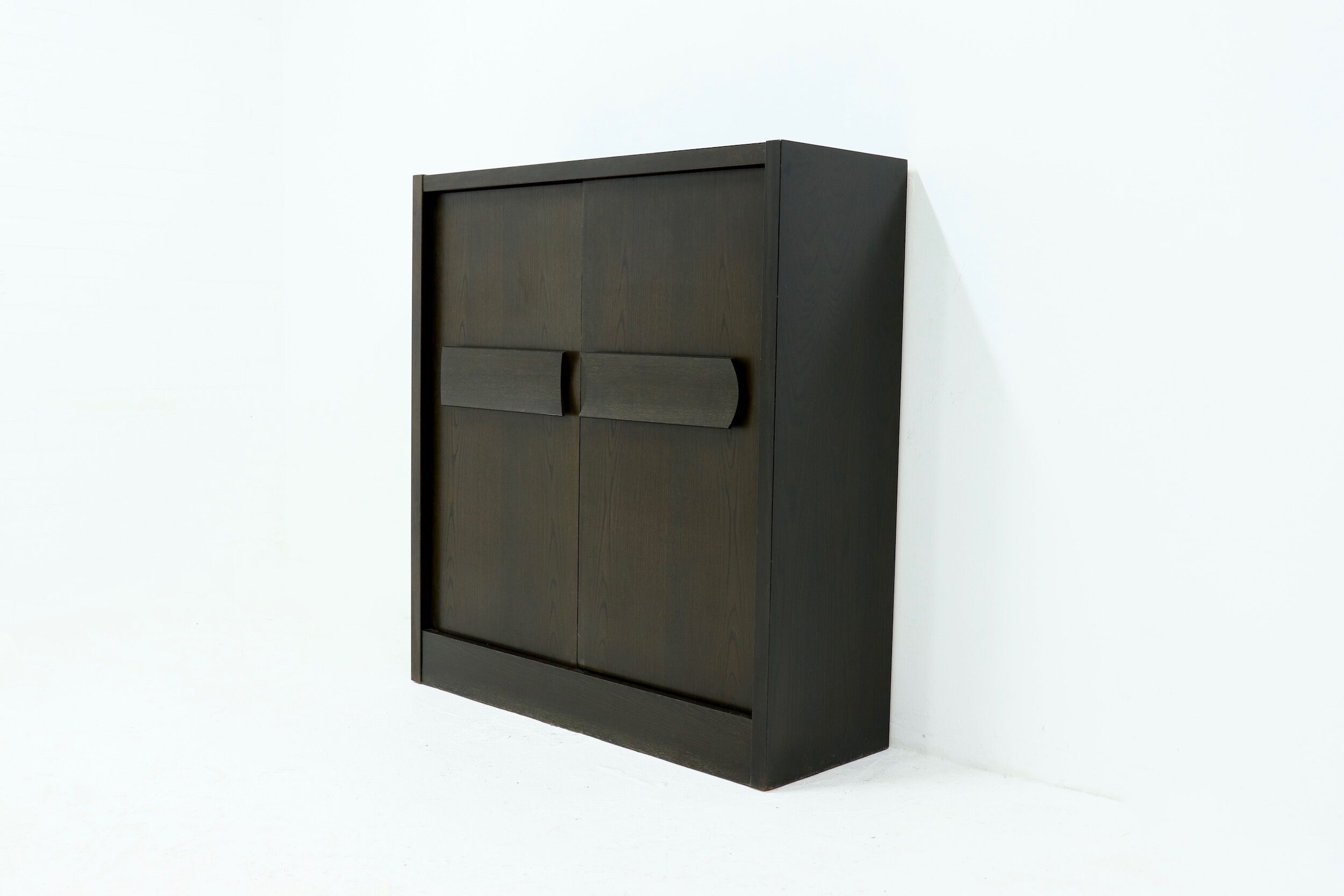 Brutalist Belgian Bar Cabinet in Dark Brown Stained Oak, 1970s