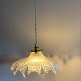 Suspension Holophane vintage diamond glass