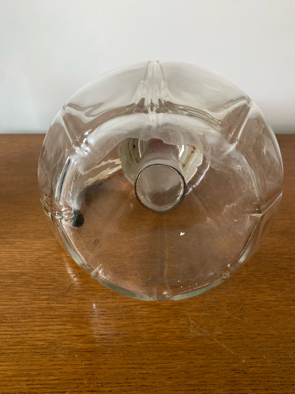 Old Refreshing Carafe + Ice Tube Moulded Glass + Silver Metal