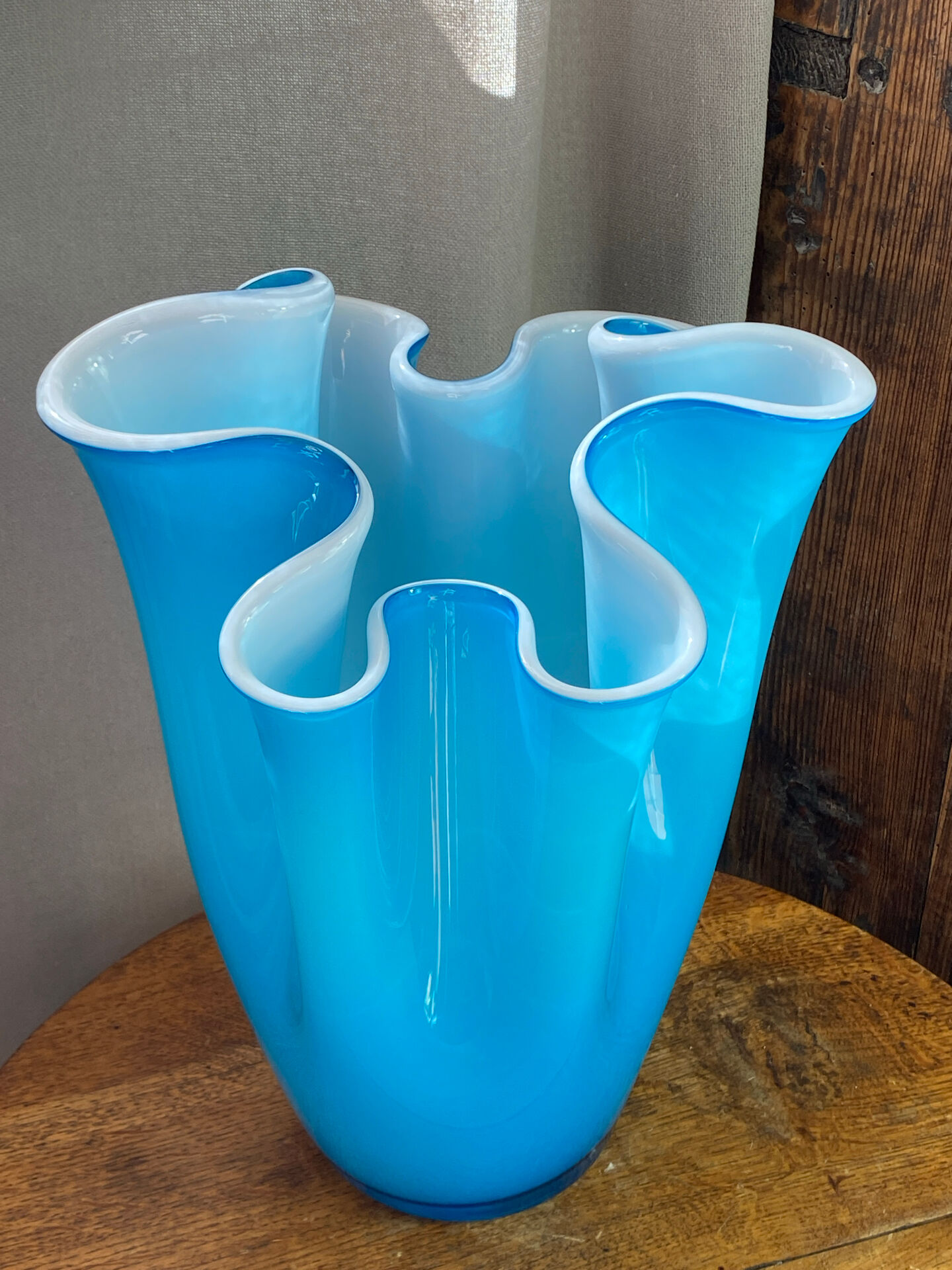 Large multi-layer glass handkerchief vase