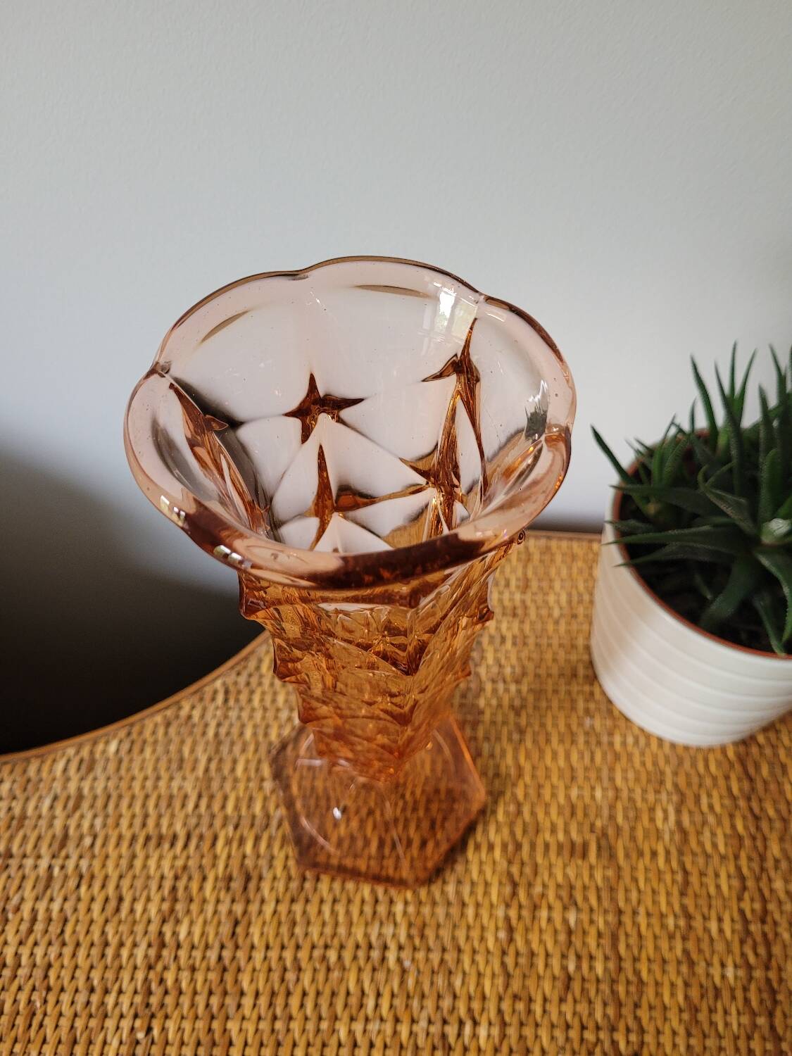 High Art Deco vase pink glass