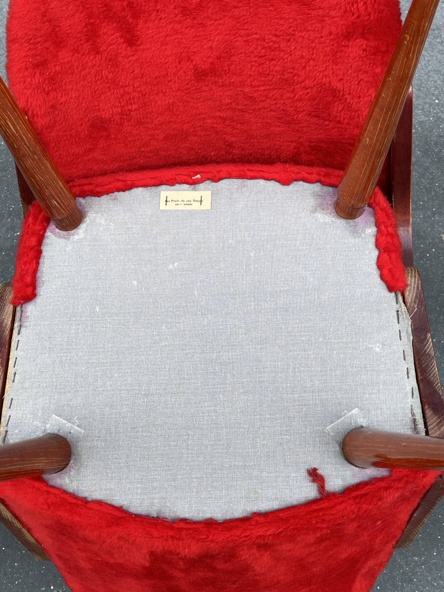 Pair of 1960s chairs in sheepskin and varnished wood