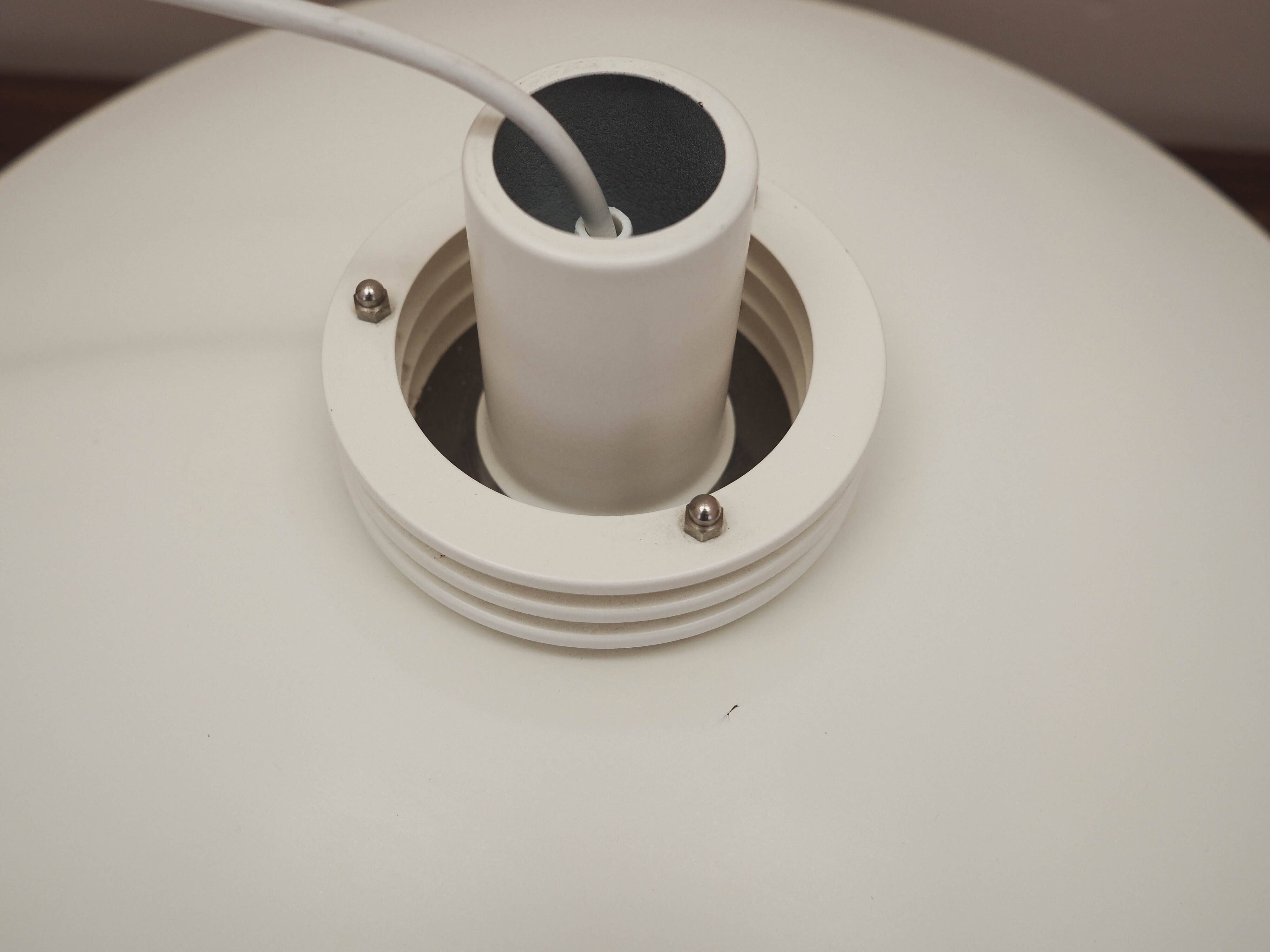Lyfa pendant lamp from the 1970s, white metal shade, Denmark