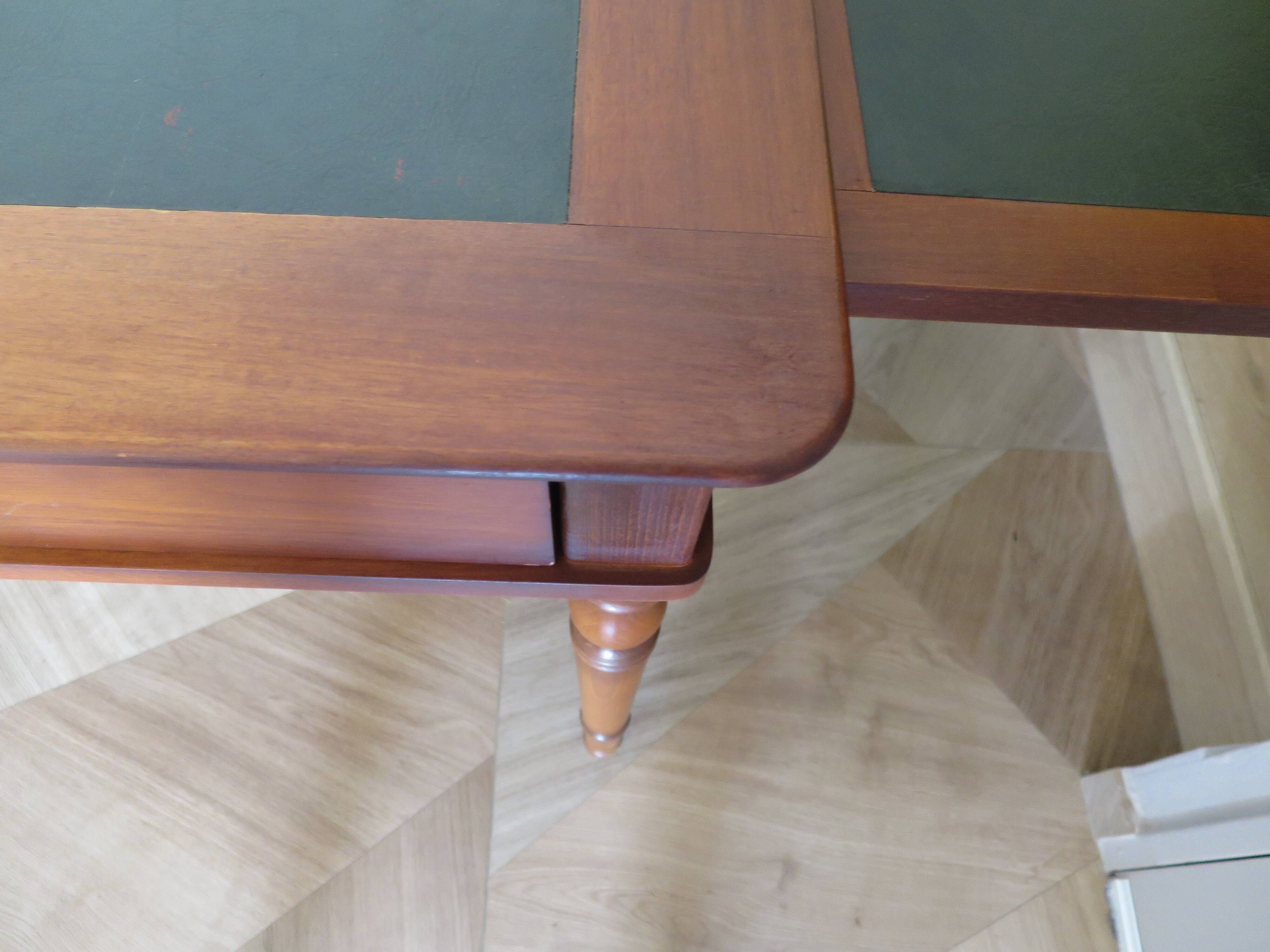 minister's desk - 2 drawers - solid wood - faux leather writing pad - Louis Philippe