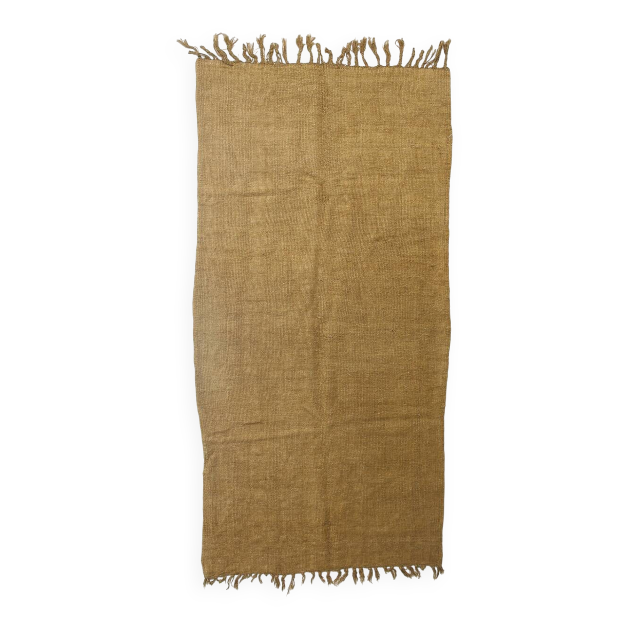 Turkish Dark Mustard Vintage Kilim Rug, 135x268Cm