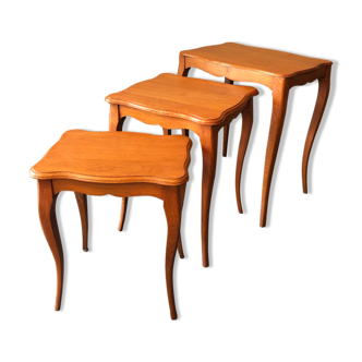 3 wooden trundle tables