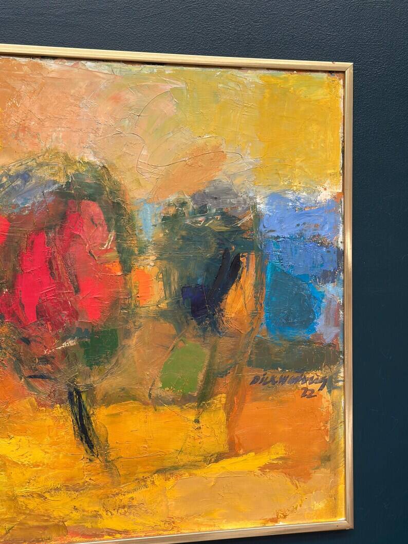Large Original Swedish Oil on Canvas – “Composition” by Dick Wästberg (1949–1976) – Signed – 1972 – Vintage & Framed – 89×76cm (35" × 29.9")