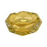 Cendrier en cristal jaune, Crystalex Bohemia Novy Bor, Tchécoslovaquie, années 1960.