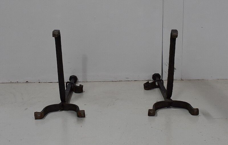 Pair of wrought iron chenets - late nineteenth century