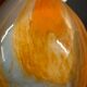 Marbled orange and white glass vase with applied handle – Art Deco