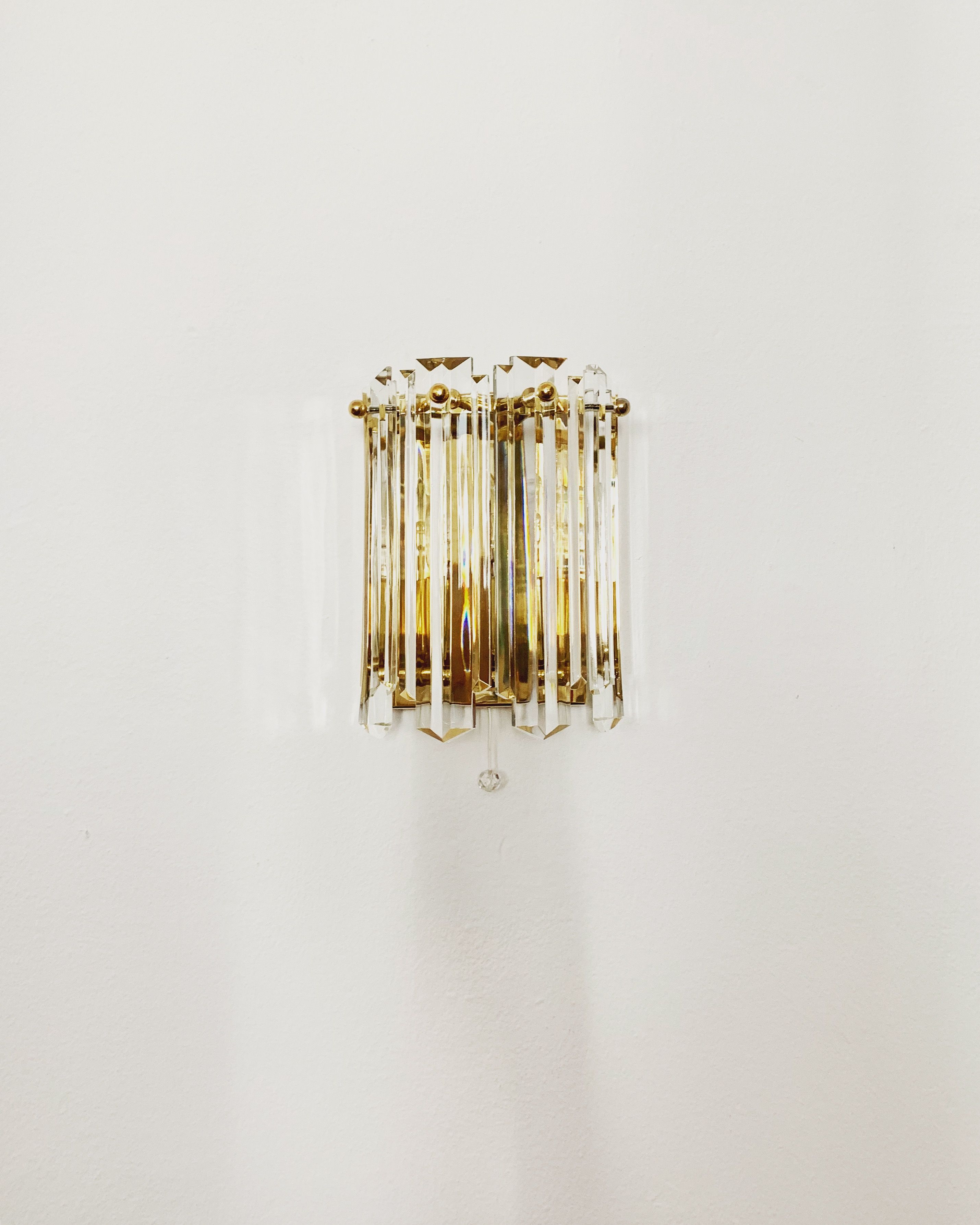 Set of 2 Mid Century Modern gilded ice glass wall lamps by J.T. Kalmar