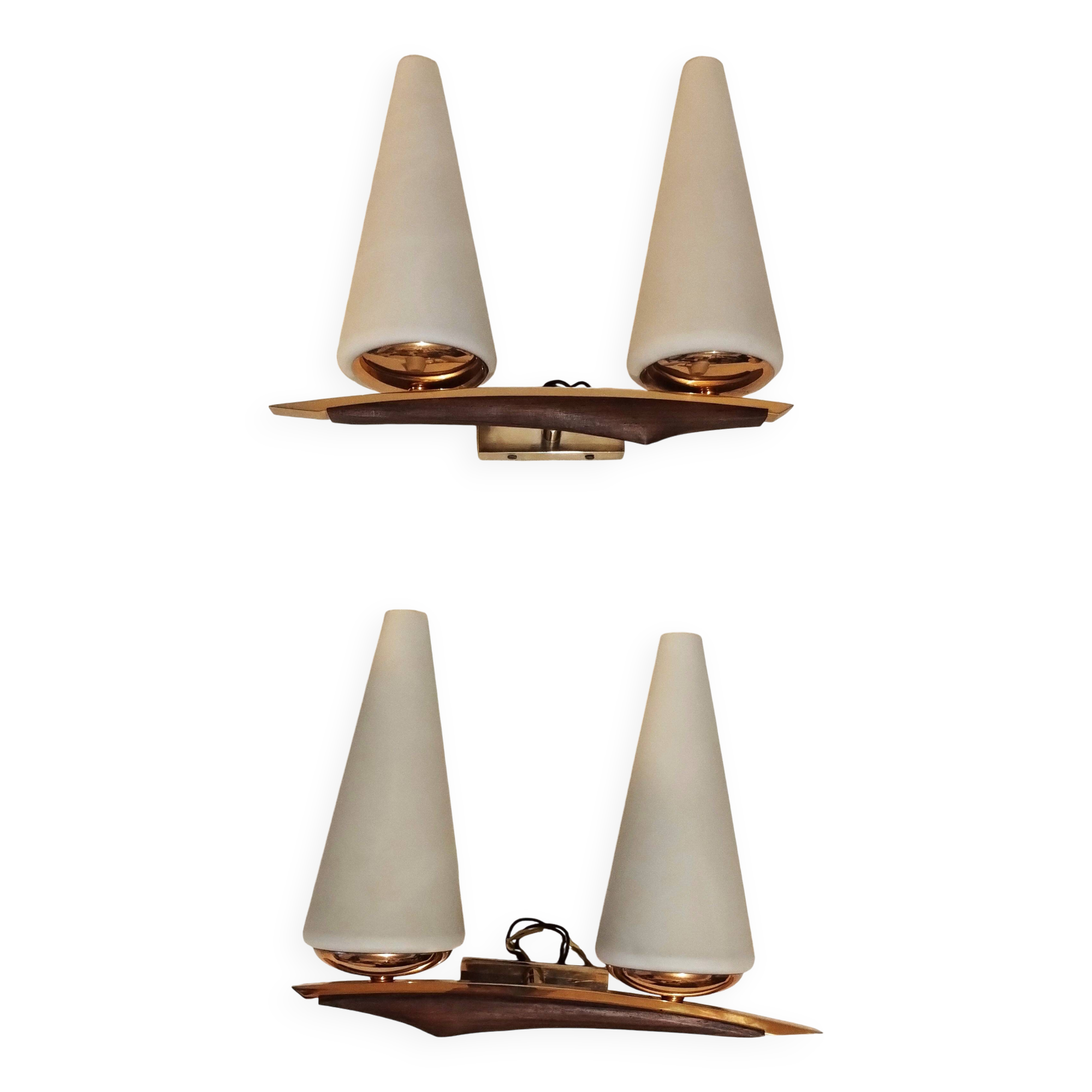 Pair of double light wall lights from Maison Arlus